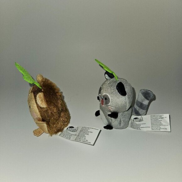 2 Sakuties Plush Lot Small 4" Bean Bag Toys Wally Hedgehog Reagan Raccoon - Picture 2 of 11